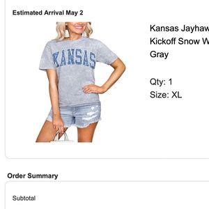 Kansas Jayhawks Women's Kickoff Snow Wash T-Shirt - Gray XL